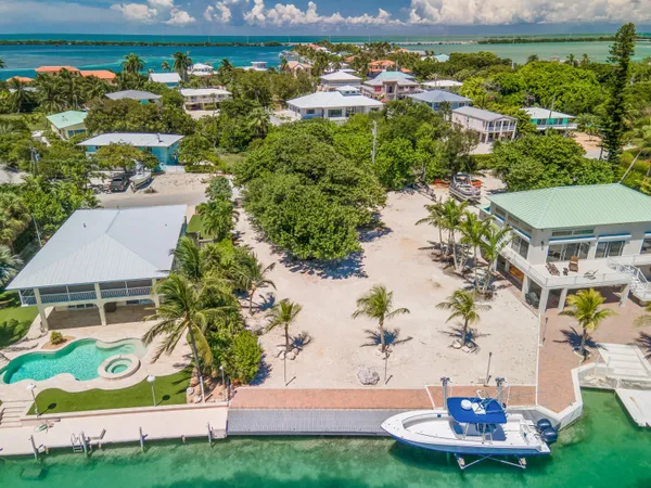 a view of a swimming pool with lawn chairs and plants