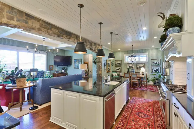 a kitchen with lots of counter top space