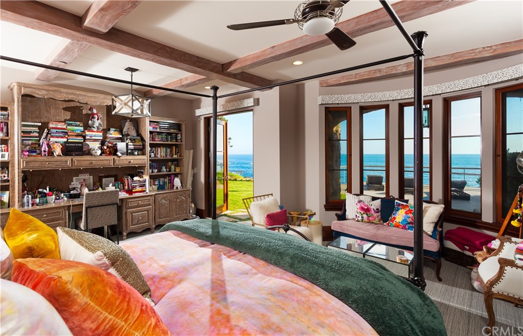 177 Shorecliff Road Corona del Mar, CA 92625 - Photo 33 of 48 a bedroom with furniture and a floor to ceiling window