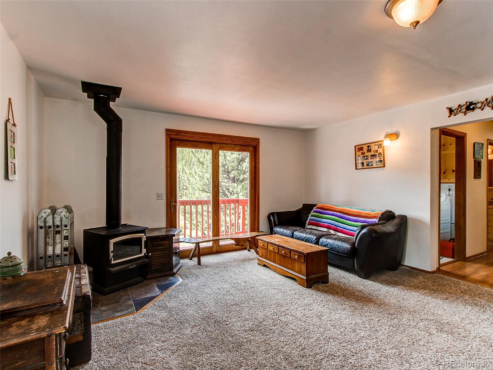 229 Wilkins Road Bailey, CO 80421 - Photo 24 of 28 a living room with furniture a ceiling fan and a window
