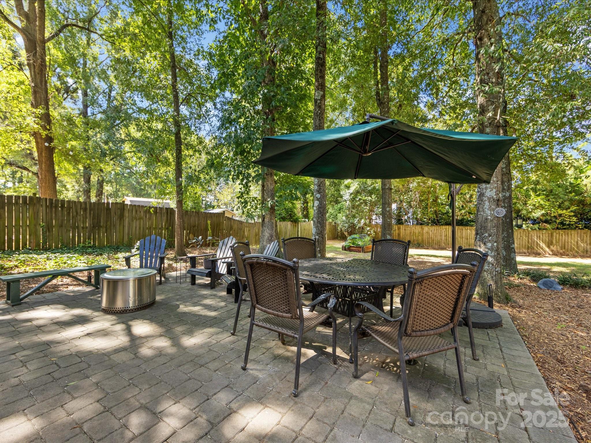 19607 Tryon Street Cornelius, NC 28031 - Photo 35 of 40 a view of backyard with outdoor seating a patio and a garden