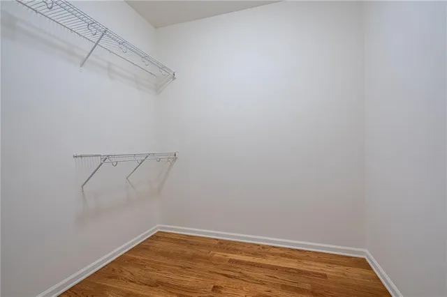 a view of a room with racks on the wall