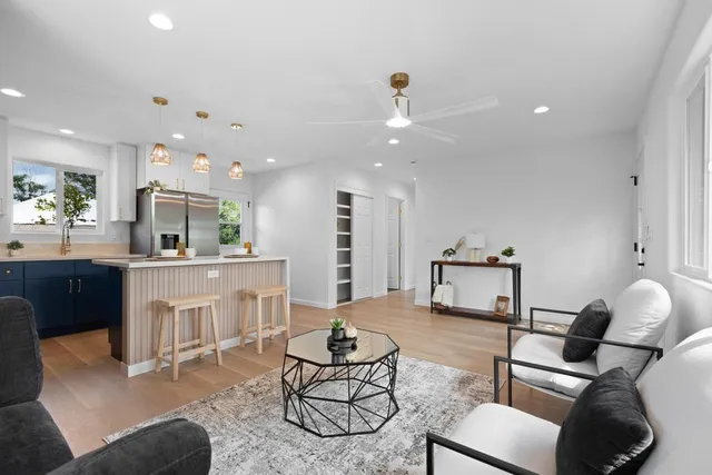 a living room with furniture