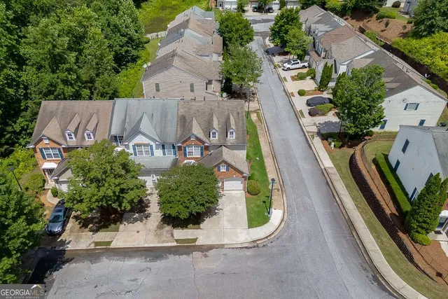 an aerial view of a house