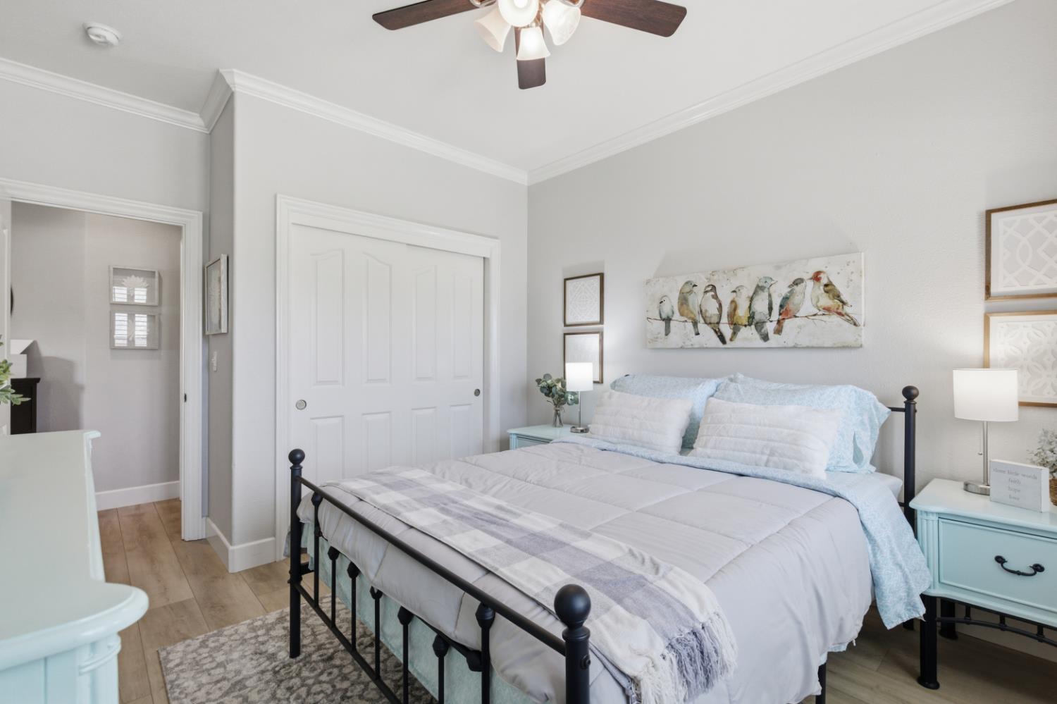 3302 Bear River Drive Rio Oso, CA 95674 - Photo 45 of 93 a bedroom with a bed and a chandelier