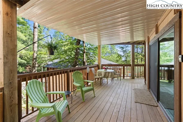 a view of a patio on the deck