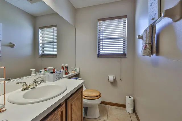 a bathroom with a sink a toilet and mirror