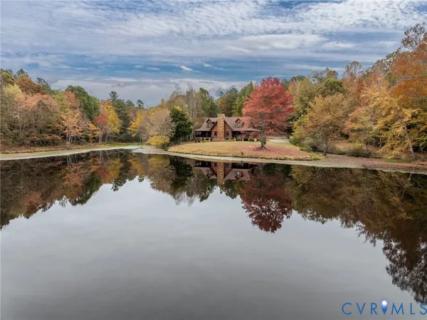 a view of a lake with a mountain