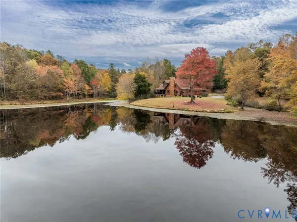 a view of a lake with a mountain in the background