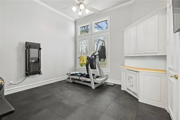 a view of a room with gym equipment