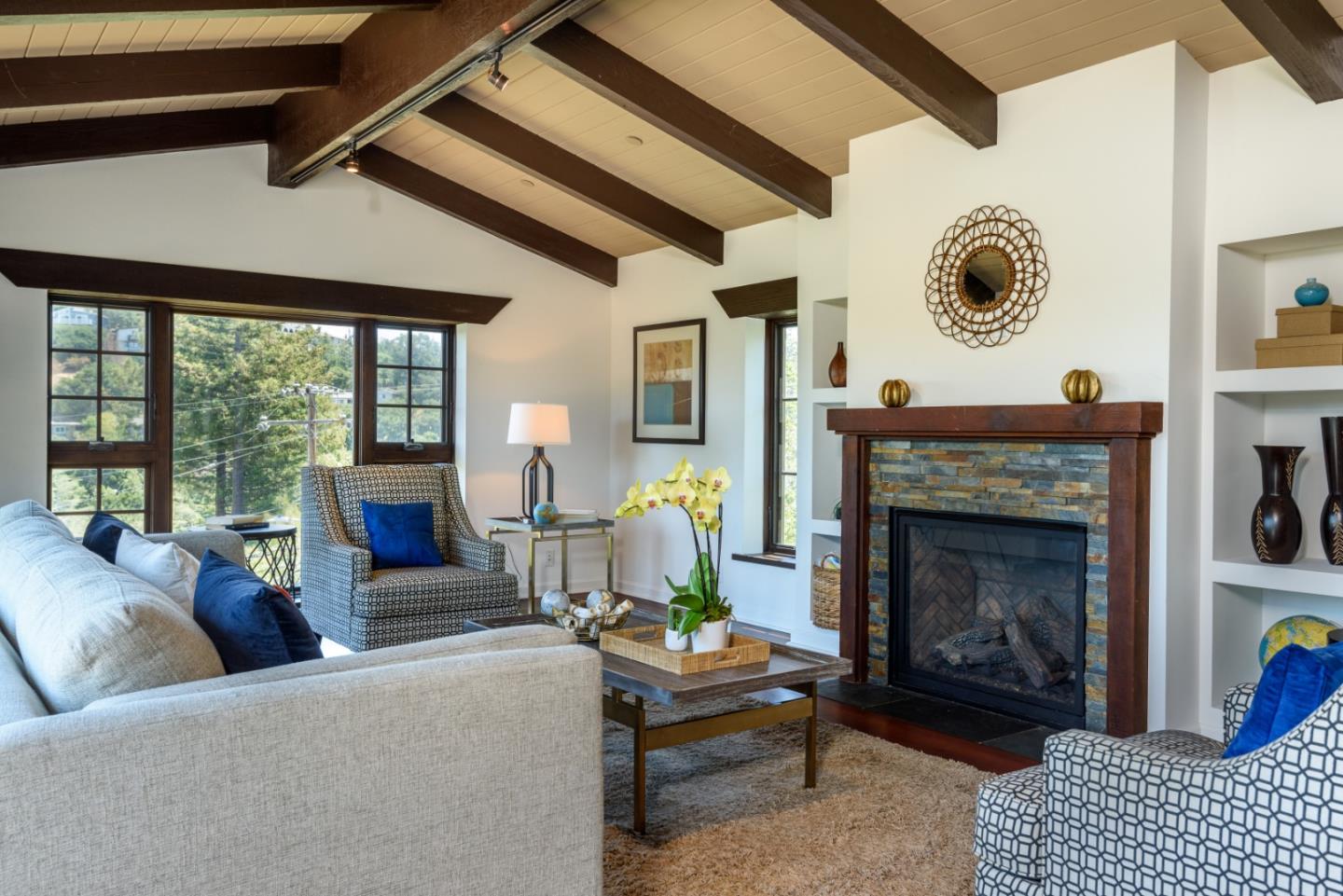 248 Exeter Avenue San Carlos, CA 94070 - Photo 6 of 28 a living room with furniture a fireplace and a large window