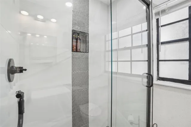 a bathroom with a shower