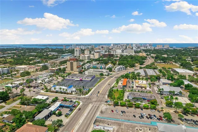 an aerial view of a city
