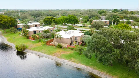a view of a garden with a lake