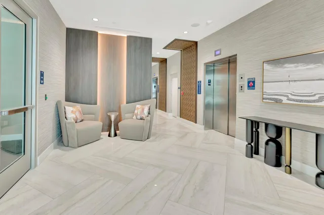 an outdoor space with a swimming pool