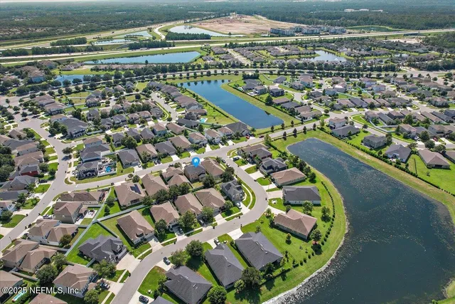 an aerial view of a house