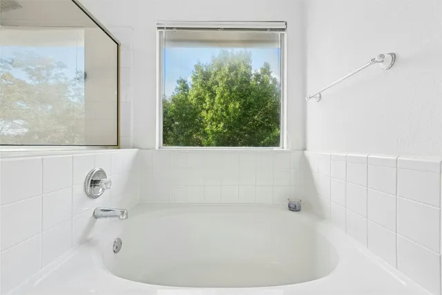 a bathroom with a bathtub