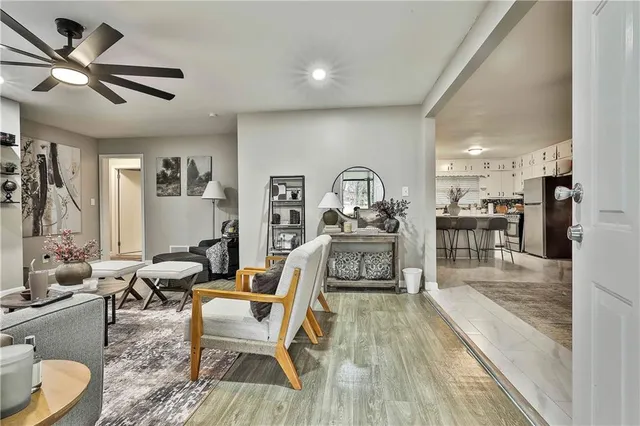 a living room with furniture