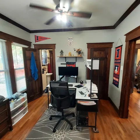 a room with furniture and a window