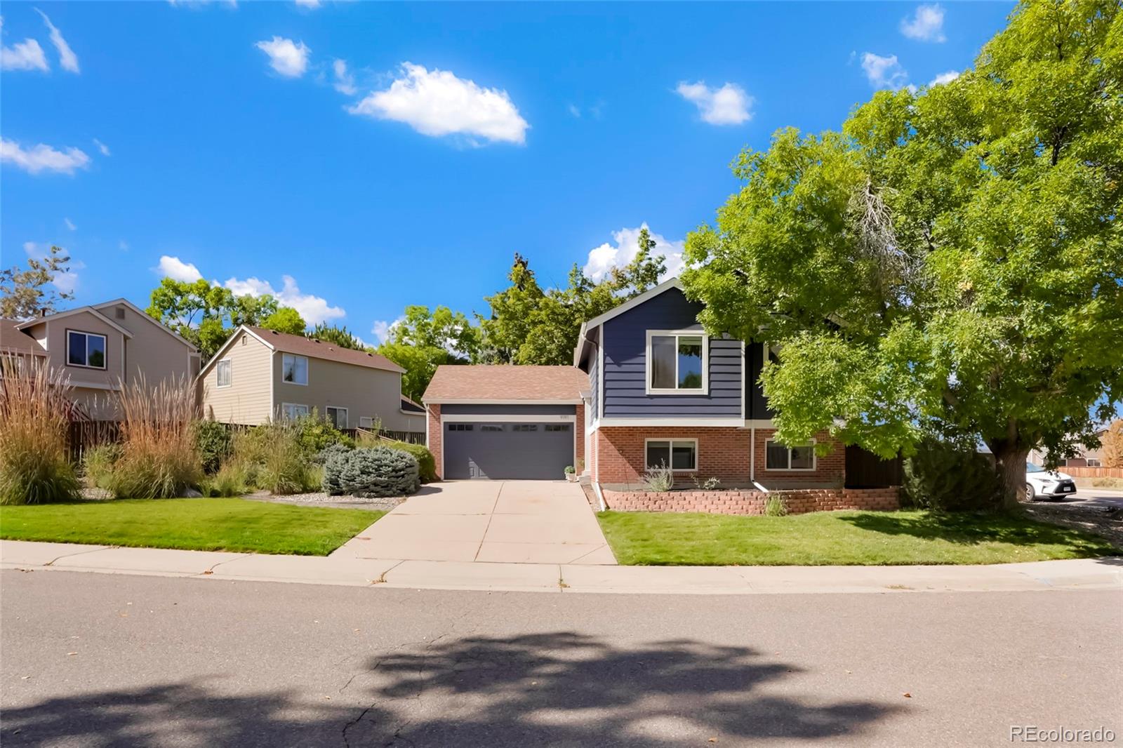 9191 Hickory Circle Highlands Ranch, CO 80126 - Photo 1 of 27 a front view of a house with a garden and a tree
