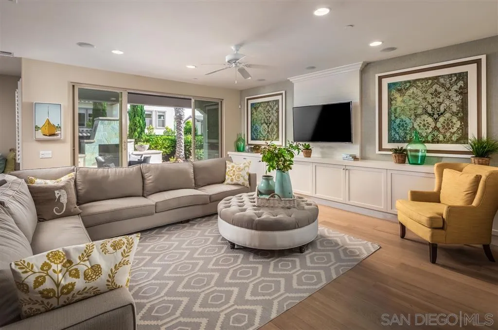 757 Blossom Road Encinitas, CA 92024 - Photo 11 of 25 a living room with furniture a large window and a flat screen tv