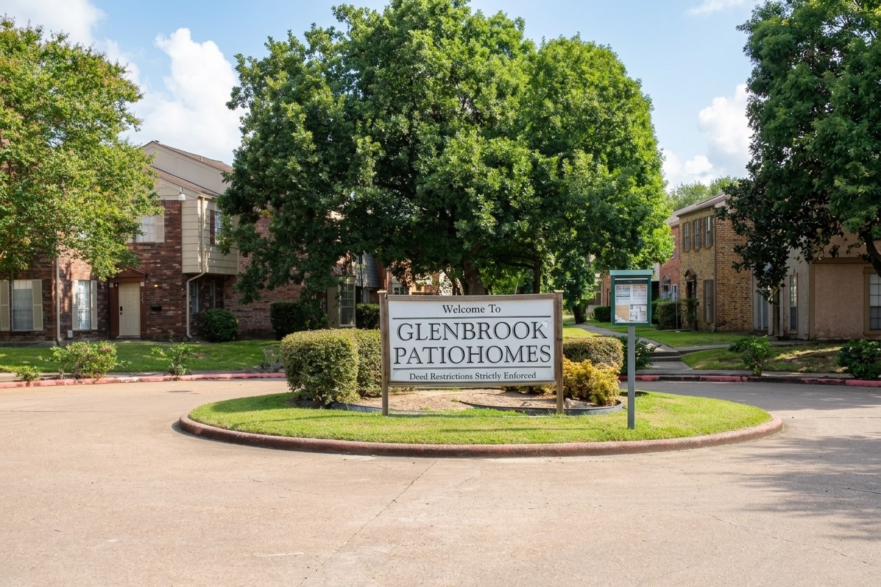 7919 Grove Ridge Drive Houston, TX 77061 - Photo 9 of 9 Welcoming entrance to Glenbrook Patiohomes, showcasing the well-kept, tree-lined community and deed-restricted neighborhood.
Some photos have been digitally enhanced.