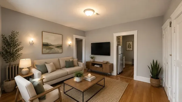 a living room with furniture and a flat screen tv