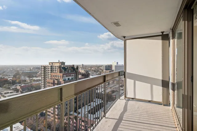 a view of city from balcony