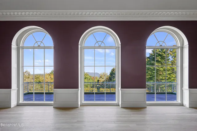 a view of a lake with mountains in the background