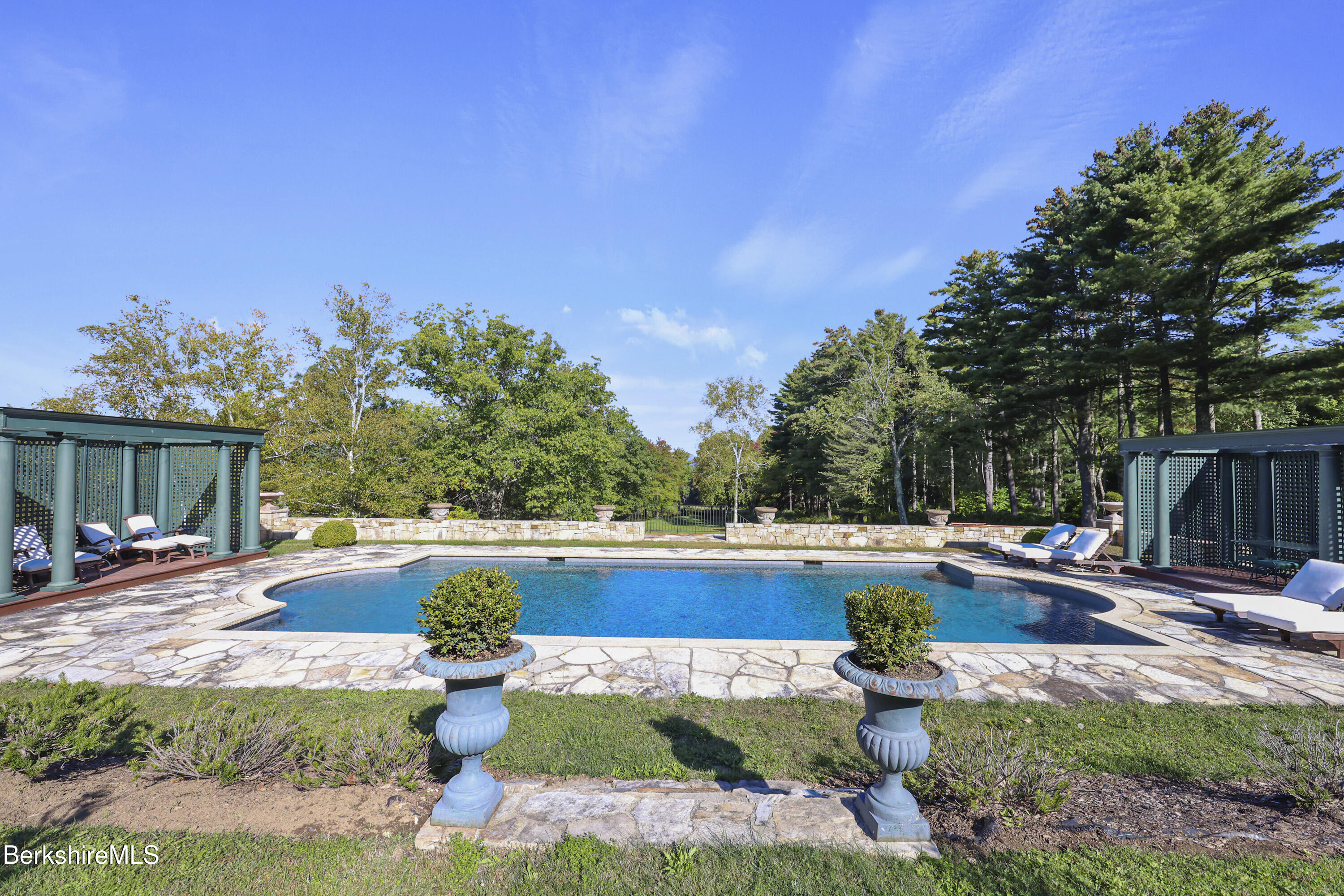 209 Blue Hill Road Great Barrington, MA 01230 - Photo 35 of 46 a view of swimming pool with lawn chairs and plants