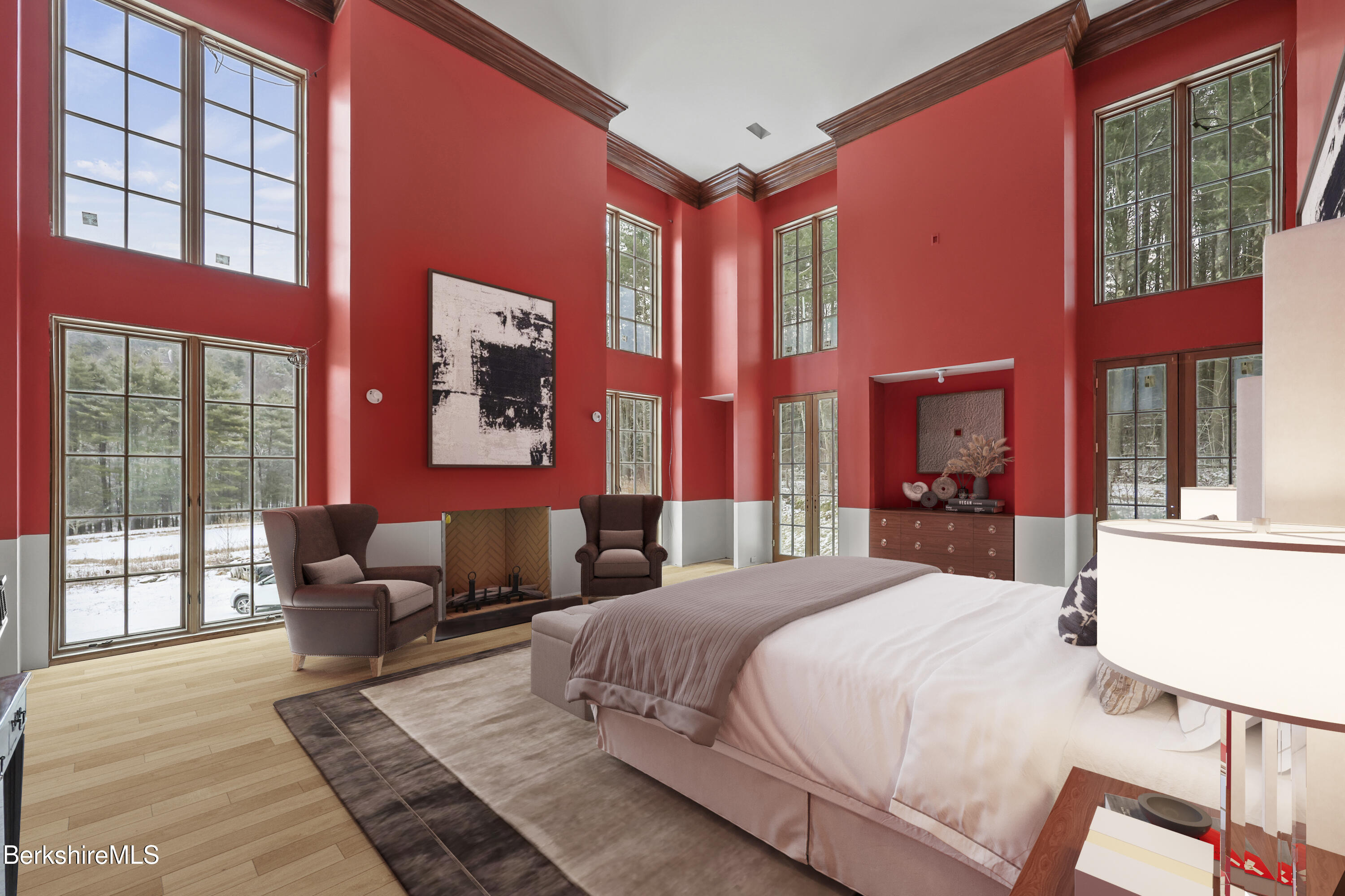 209 Blue Hill Road Great Barrington, MA 01230 - Photo 9 of 46 a bedroom with a bed and wooden floor
