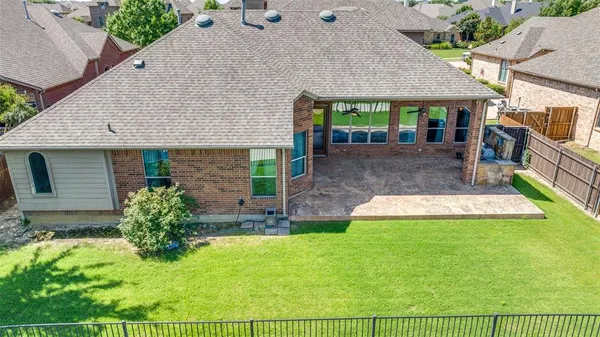 an aerial view of a house
