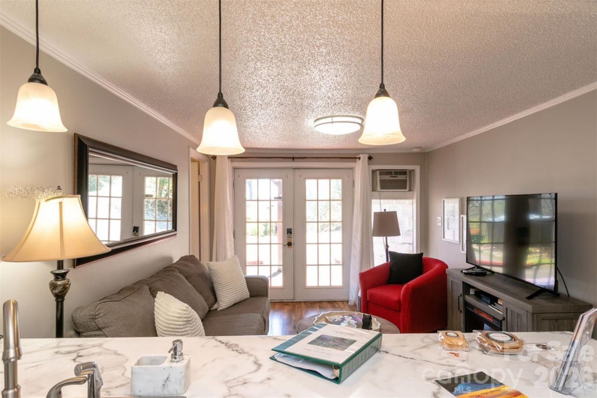 7 North Delano Road Asheville, NC 28805 - Photo 18 of 32 a living room with furniture a lamp and a flat screen tv