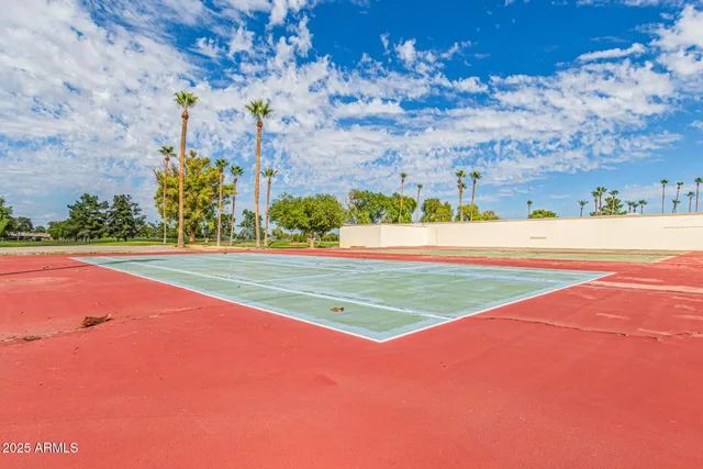 a view of a lake with boats and trees in the background