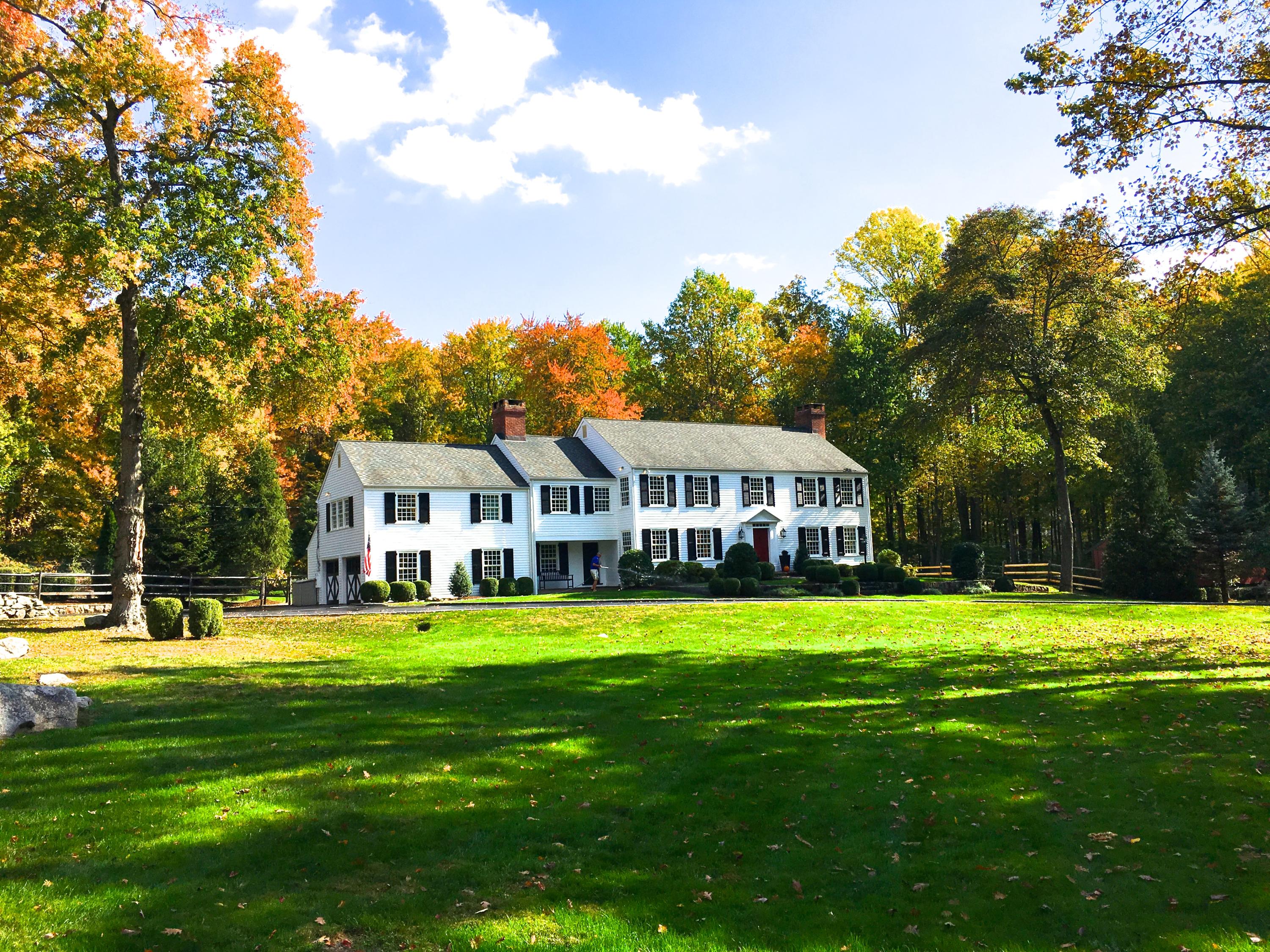 231 Turtle Back Road New Canaan, CT 06840 - Photo 21 of 22 a front view of a house with a garden