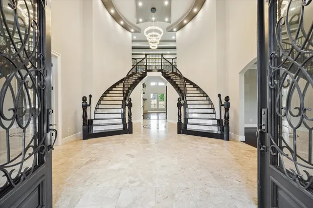 a view of a livingroom with staircase