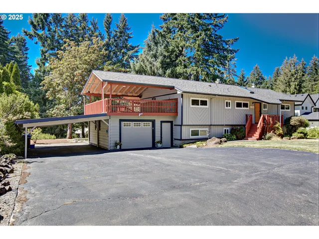 a view of a house with a yard and potted plants