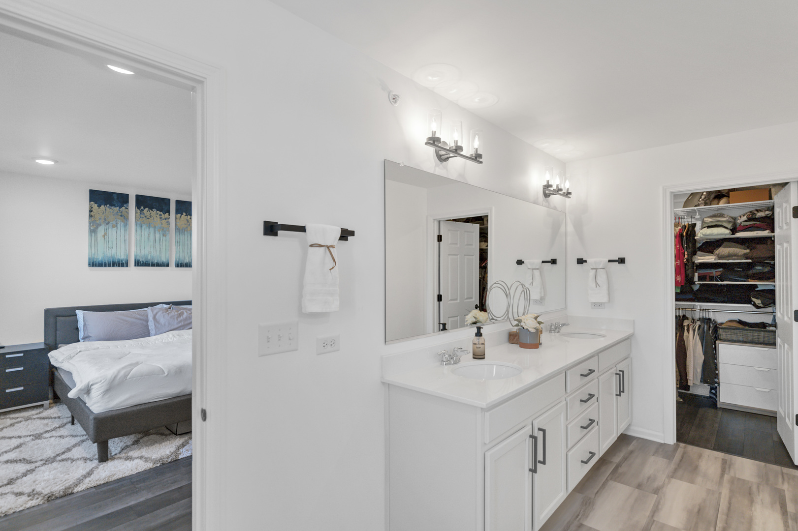 3209 Trillium Circle Rolling Meadows, IL 60008 - Photo 17 of 30 a bathroom with a double vanity sink a and a shower