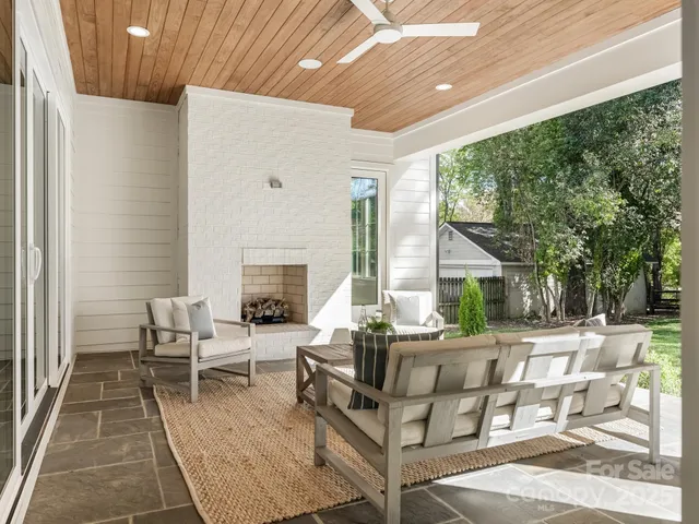 a view of outdoor space with trees all around