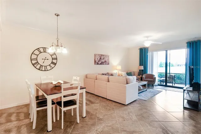 a view of a dining area with furniture