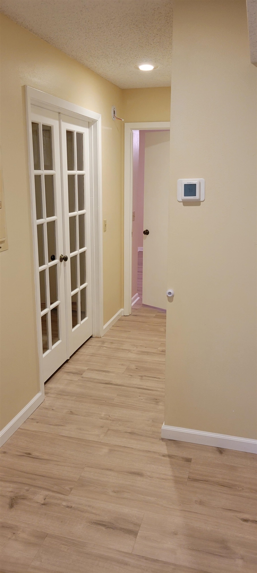 5 Catalonia Court St. Augustine, FL 32086 - Photo 10 of 30 Hall with light wood finished floors, a textured ceiling, and french doors