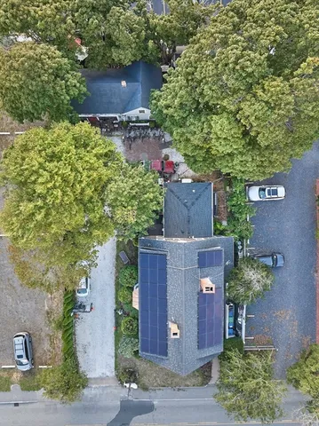 an aerial view of a house