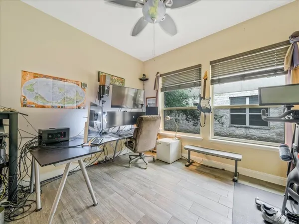 a living room with furniture and a window