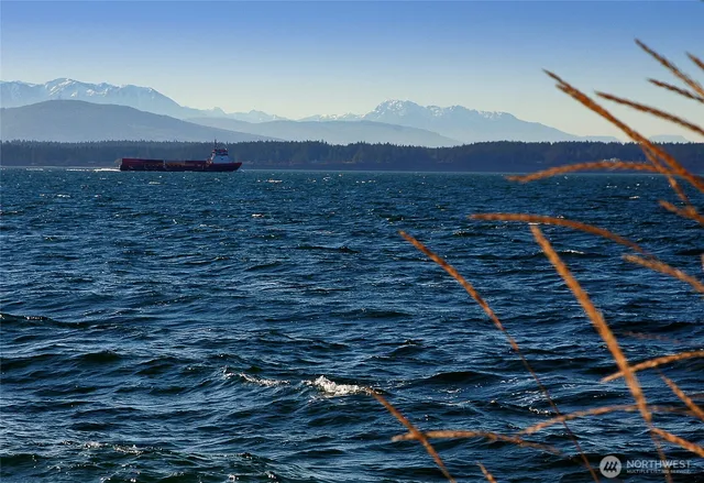a view of sunset and a mountain