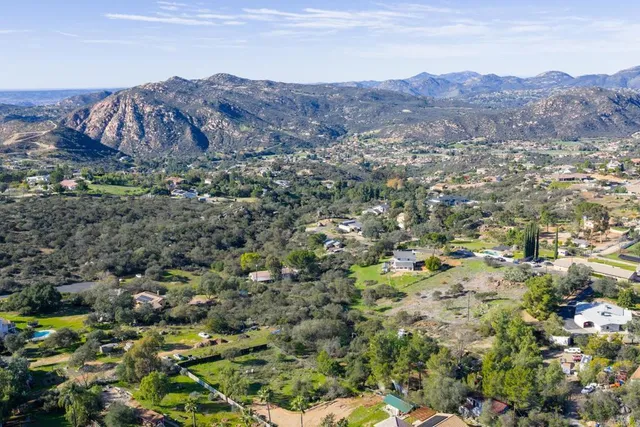 a view of a lush green hillside and houses