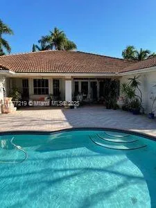 a front view of a house with patio