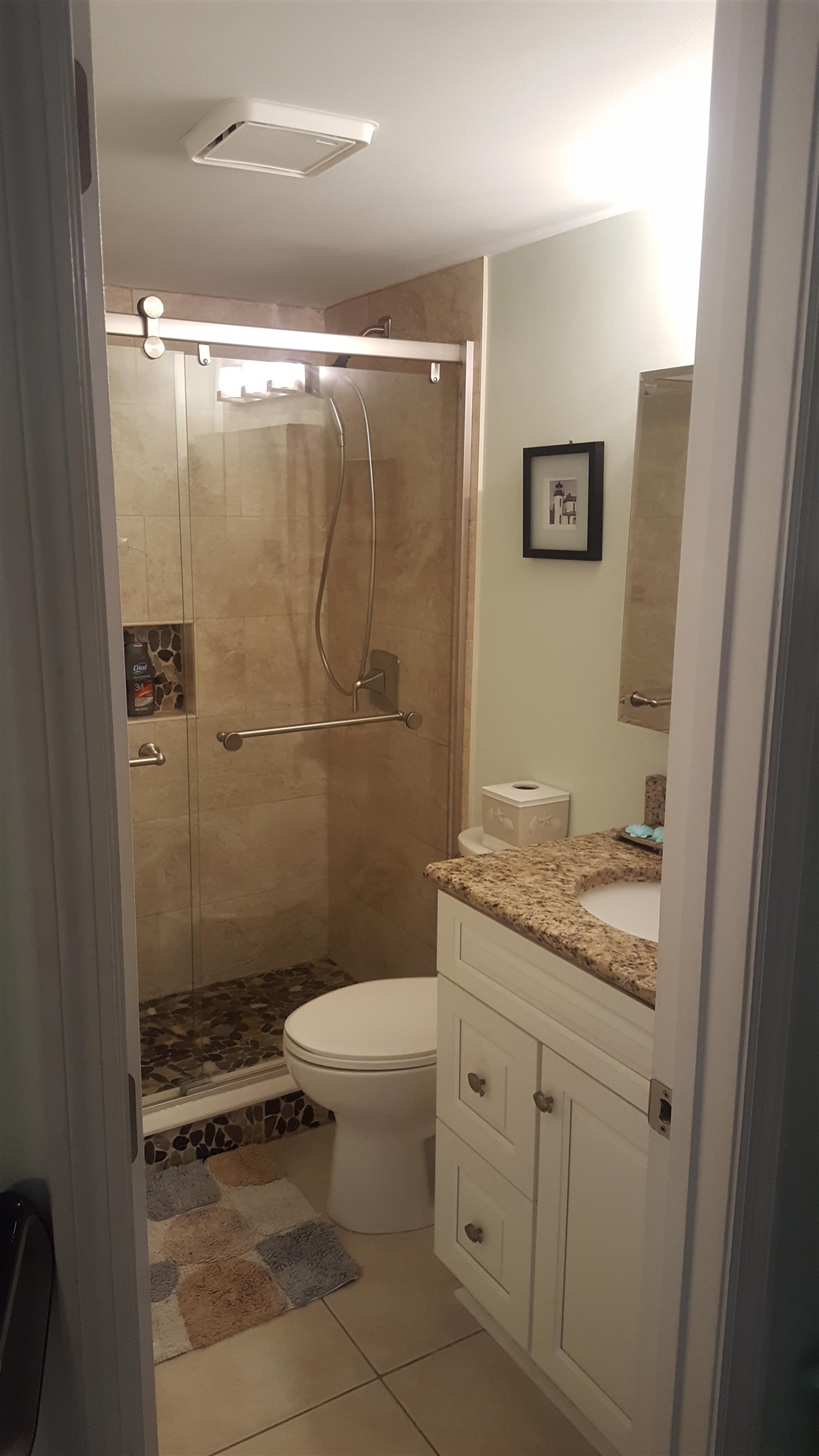 237 Villa Verda Road St. Augustine, FL 32080 - Photo 30 of 48 a bathroom with a granite countertop sink a toilet and shower