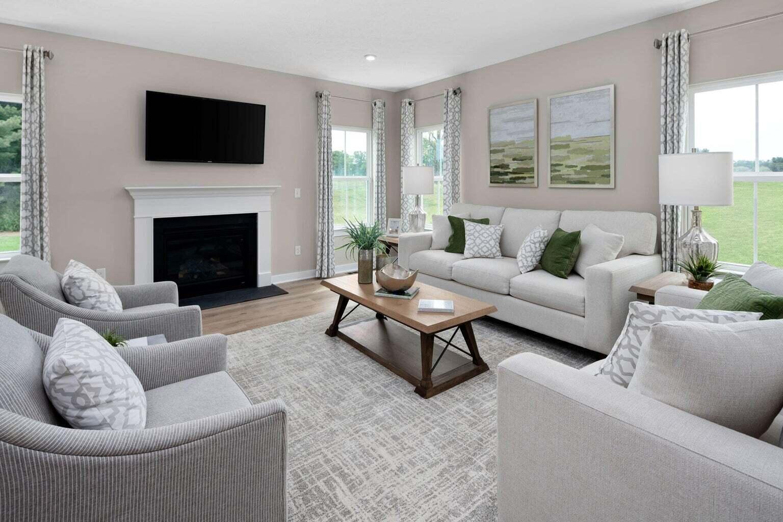 7260 Fairway Rdg Circle Salem, VA 24153 - Photo 5 of 14 a living room with furniture a flat screen tv and a fireplace