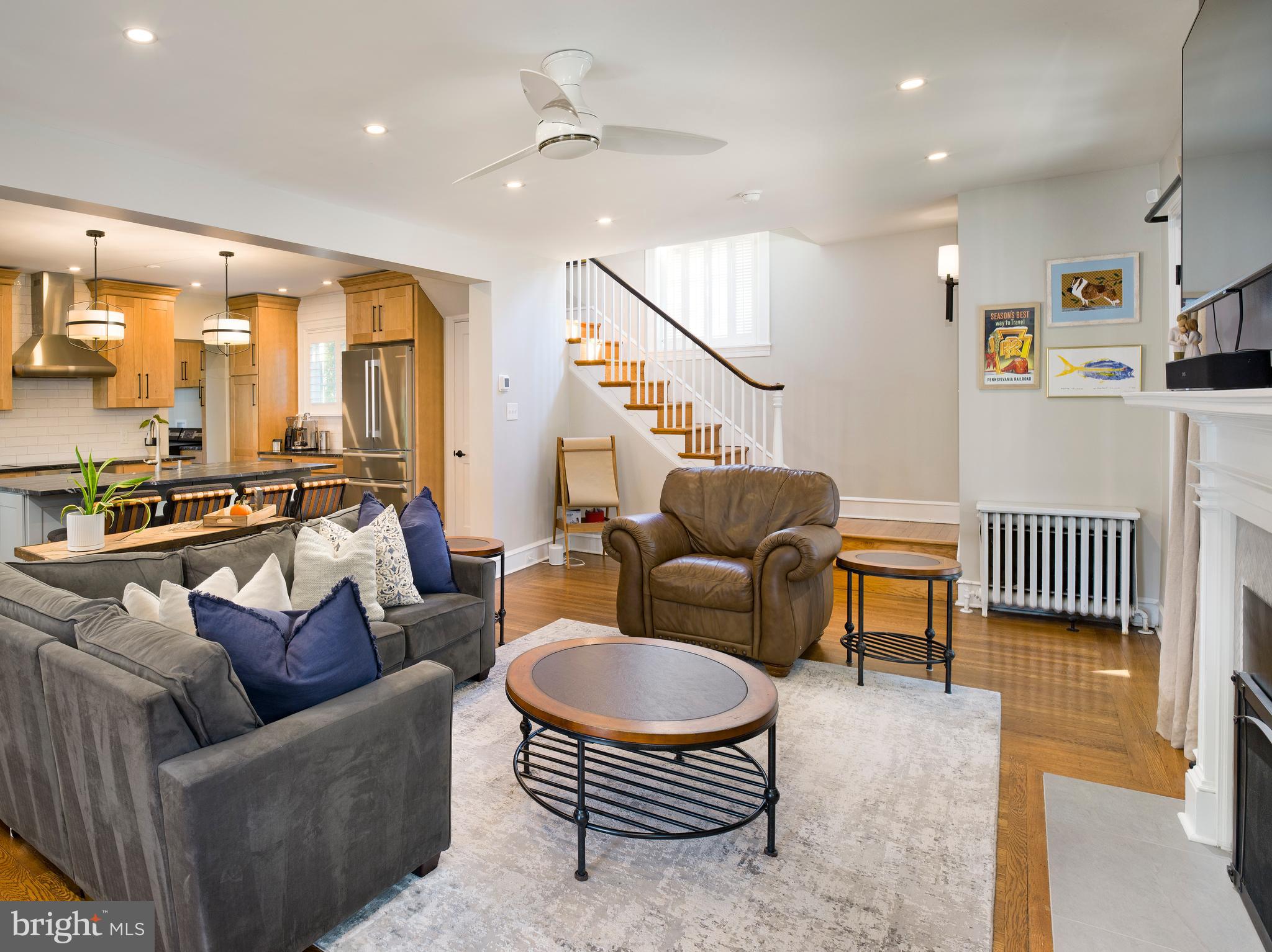 11 Shirley Road Narberth, PA 19072 - Photo 12 of 44 a living room with furniture and a dining table with wooden floor