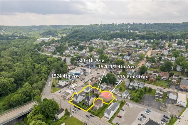 an aerial view of multiple house